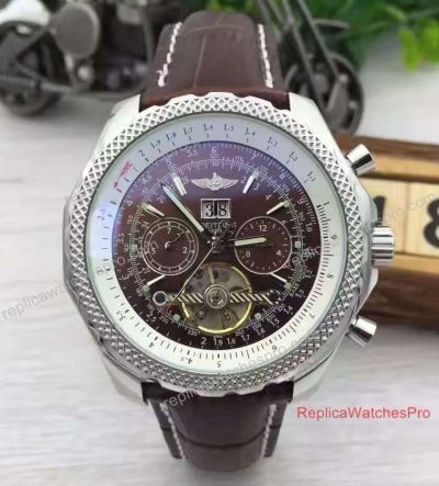 High Quality Replica Breitling for Bentley Tourbillon Watch SS Brown Leather For Sale